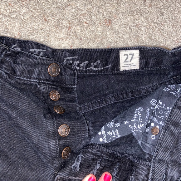 Free People distressed black jean shorts - Picture 2 of 6
